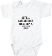 Baby Rompertje Not all superheroes wear capes - Romper korte mouw - Wit - Maat 50/56 cadeautje zwangerschapsaankondiging jongen meisje