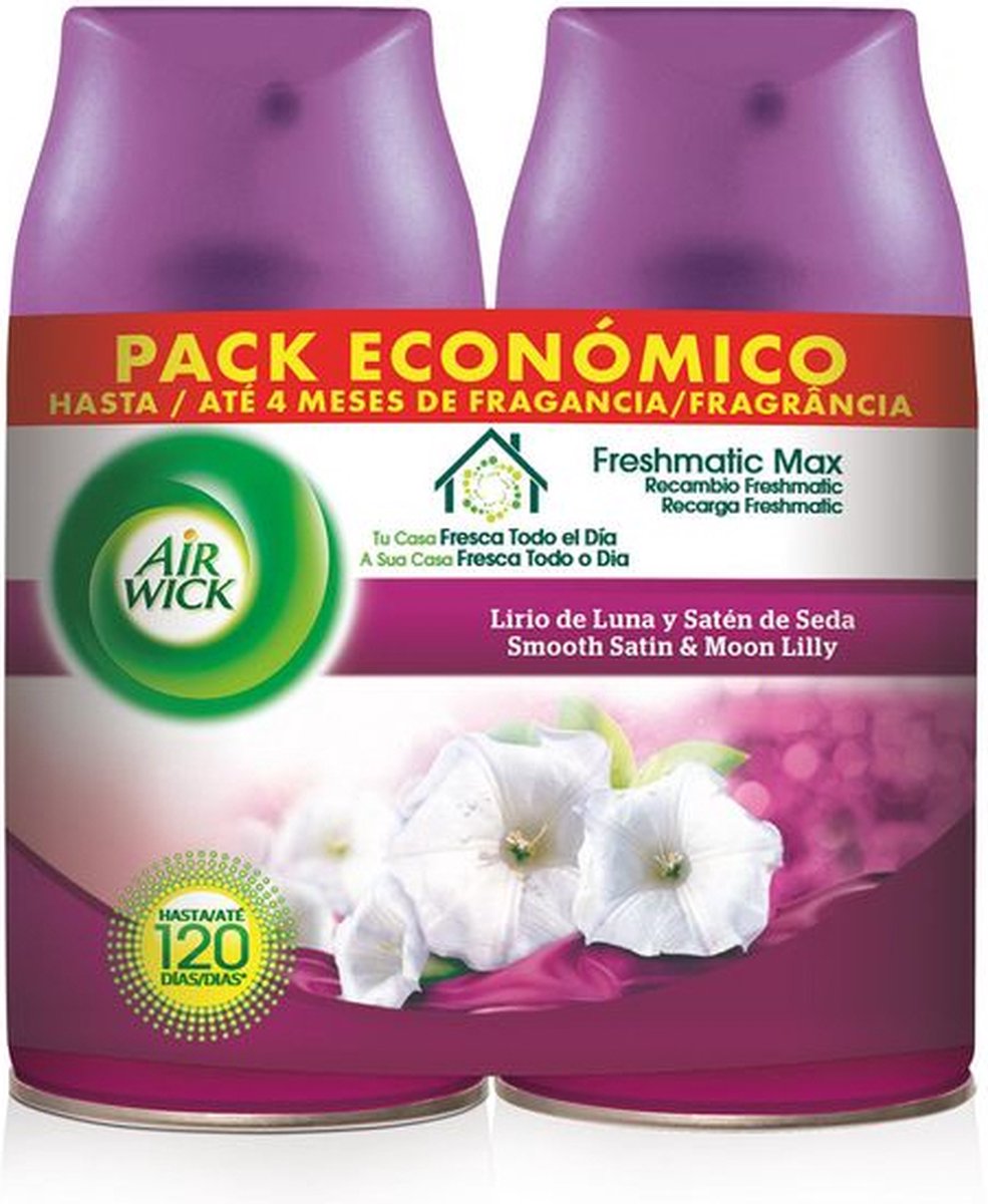 Air Wick Freshmatic Maanlelie en Zijdesatijn Dubbele Navulling voor Luchtverfrisser 2 x 250 ml