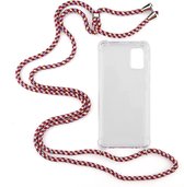 Shop4 - Samsung Galaxy A41 Hoesje - Zachte Back Case met Koord Multi Rood