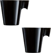 Set van 10x stuks lungo koffie/espresso bekers/mokken/kopjes zwart - 220 ml - luxe bekers van keramiek