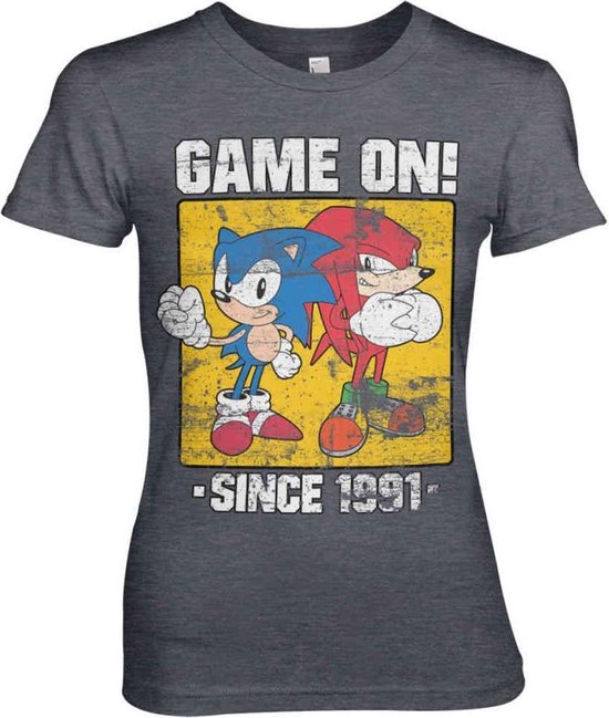 Sonic The Hedgehog Dames Tshirt -L- Game On Since 1991 Grijs
