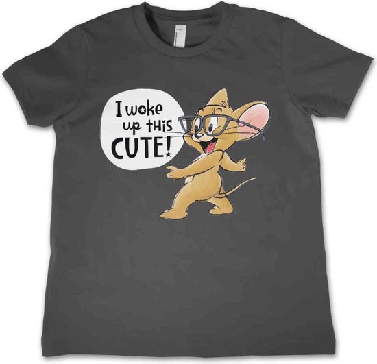 Tom And Jerry Kinder Tshirt -Kids tm 4 jaar- Jerry - I Woke Up This Cute Grijs