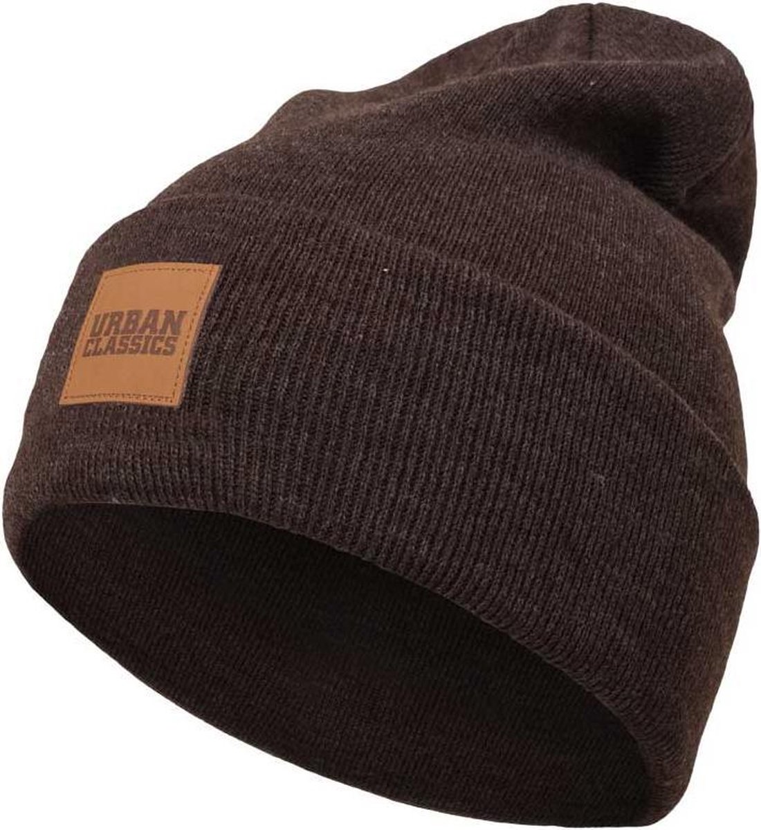 Urban Classics Leatherpatch Beanie - Heatherbrown