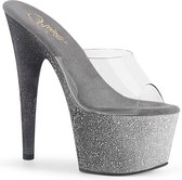 Pleaser Muiltjes -38 Shoes- ADORE-701OMBRE Paaldans schoenen Zilverkleurig/Transparant