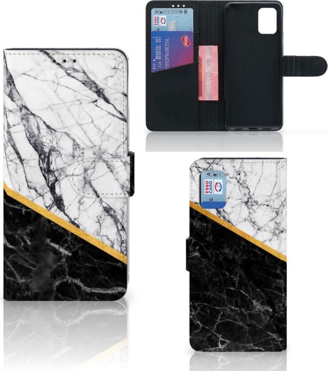 Samsung Galaxy A31 Bookcase Marmer Wit Zwart - Origineel Cadeau Man