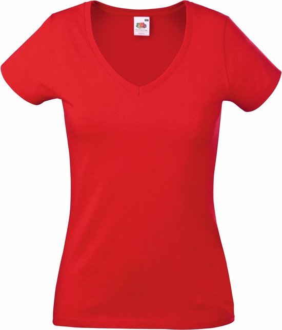 Fruit Of The Loom Dames Vrouwen-Fit Valuegewicht V-hals T-shirt met korte mouwen