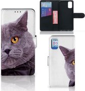 Telefoonhoesje Geschikt voor Samsung Galaxy A41 Flipcover Case Kat