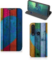 Smartphone Hoesje Motorola G8 Plus Mobiel Bookcase Wood Heart
