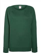Groene sweater / sweatshirt trui met raglan mouwen en ronde hals voor dames - groen / donkergroen - basic sweaters M (38)
