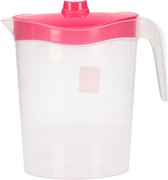 1x Pichets à eau / pichets à jus avec couvercle rose 2,5 litres 11 x 23 x 26 cm en plastique - Pichets à jus / pichets à eau / pichets / pichets à limonade