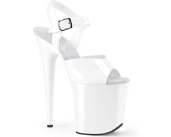 Pleaser - FLAMINGO-808N Sandaal met enkelband, Paaldans schoenen - Paaldans schoenen - 39 Shoes - Wit