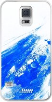 Samsung Galaxy S5 Hoesje Transparant TPU Case - Blue Brush Stroke #ffffff