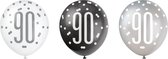 Ballonnen 90 Jaar Stippen Zwart 30cm 6st