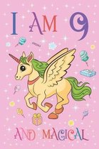 I am 9 and Magical: Golden Unicorn Journal with MORE CUTE UNICORNS INSIDE, Space for Drawing and Writing Positive Sayings, Children Unicor