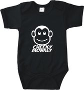 Rompertjes baby met tekst - Cheeky monkey - Romper zwart - Maat 50/56