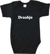 Rompertjes baby met tekst - Draakje - Romper zwart - Maat 62/68