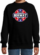 Have fear Norway is here sweater met sterren embleem in de kleuren van de Noorse vlag - zwart - kids - Noorwegen supporter / Noors elftal fan trui / EK / WK / kleding 98/104
