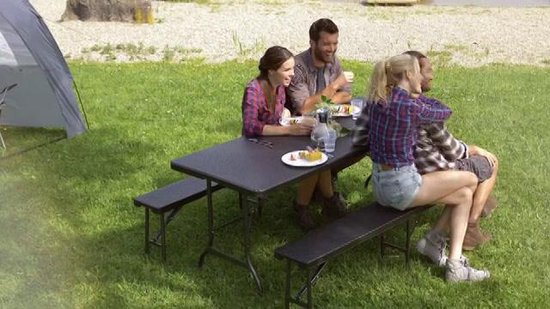 TecTake - campingtafel met banken - opklapbaar - kunststof - 402209 |  bol.com