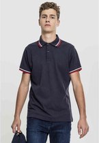 Urban Classics Polo shirt -M- Double Stripe Blauw