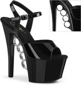 Pleaser Sandaal met enkelband, Paaldans schoenen -39 Shoes- KNUCKS-709 Paaldans schoenen Zwart