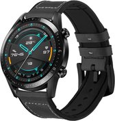 Geschikt voor Huawei Watch GT bandje leer - zwart - 46mm