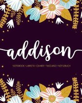 Addison: Notebook - Libreta - Cahier - Taccuino - Notizbuch: 110 pages paginas seiten pagine