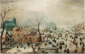 Winterlandschap met schaatsers, Hendrick Avercamp - Foto op Forex - 150 x 100 cm