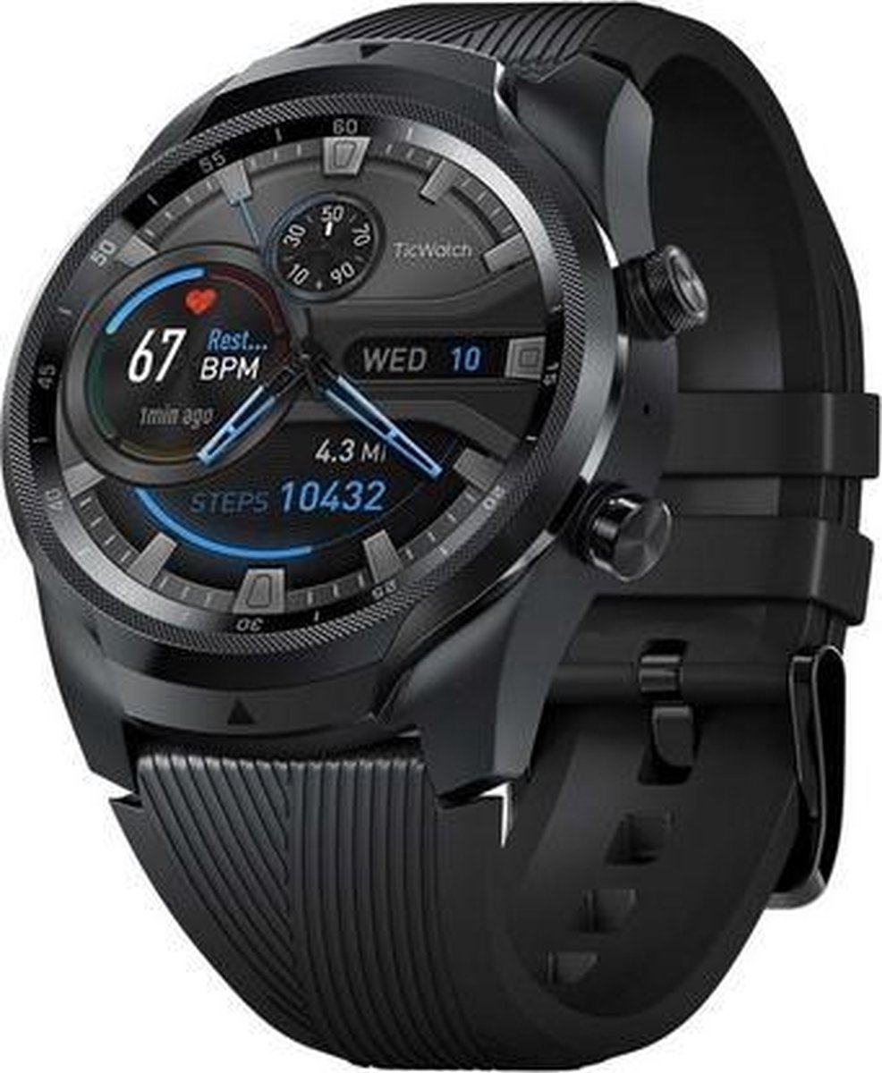 TicWatch Pro 4G/LTE smartwatch touchscreen AMOLED 4G/LTE Zwart GPS | bol