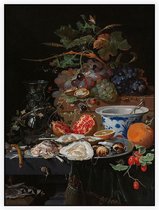 Stilleven met vruchten, oesters en een porseleinen kom, Abraham Mignon - Foto op Akoestisch paneel - 150 x 200 cm
