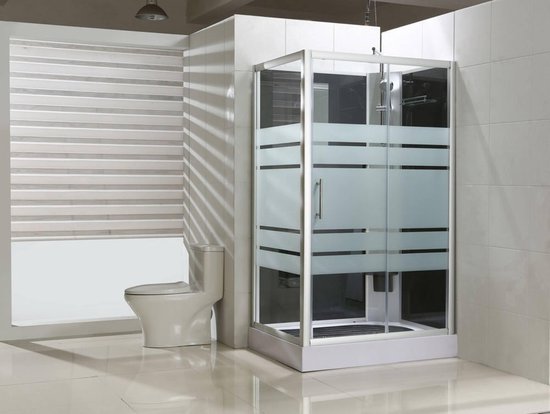 Saqu Total Shower Douchecabine - met Rechts Draaiende Deur 120x90x225 cm - Veiligheidsglas - Semi-gesatineerd Glas/Aluminium Mat - Douchewand