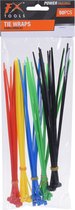 250x stuks kabelbinders / bundelbanden / tiewraps - 19.5 x 0.36 mm - rood/geel/groen/blauw/zwart - 10 stuks per kleur - bundelbanden - tiewraps / tie ribs / kabelbinders