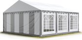 Partytent feesttent 5x6 m tuinpaviljoen -tent PVC 700 N in grijs-wit waterdicht