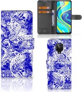 Book Style Case Xiaomi Redmi Note 9 Pro | Note 9S Smartphone Hoesje Angel Skull Blue