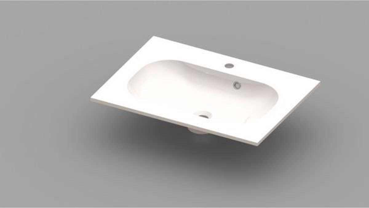 Nemo Spring Ovum meubelwastafel 700 x 500 x 200 mm met overloop wit kunstmarmer