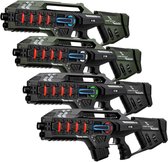 Light Battle Connect Lasergame set voor 4 spelers - Metallic Groen/Grijs - 4 Mega Blasters laserguns met Anti-Cheat functie