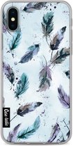 Casetastic Apple iPhone X / iPhone XS Hoesje - Softcover Hoesje met Design - Feathers Blue Print