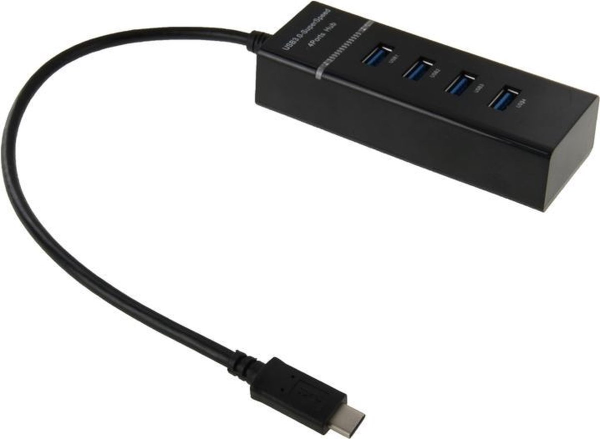 Let op type!! USB 3.1 Type-C Male to 4-Port USB 3.0 Adapter Hub voor MacBook 12 inch / Chromebook Pixel 2015 Length: 30cm(zwart)