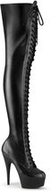 Pleaser - DELIGHT-3023 Plateau overknee Laarzen - US 14 - 45 Shoes - Zwart