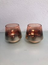 rosé waxine houders  - set van 2 stuks