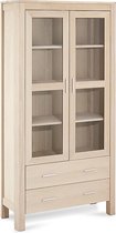 24Designs Paris Vitrinekast - B100 X D42 X H190 Cm - Massief Eikenhout - White Wash