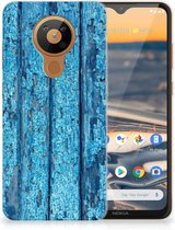 Coque Téléphone pour Nokia 5.3 Housse Coque Bois Bleu