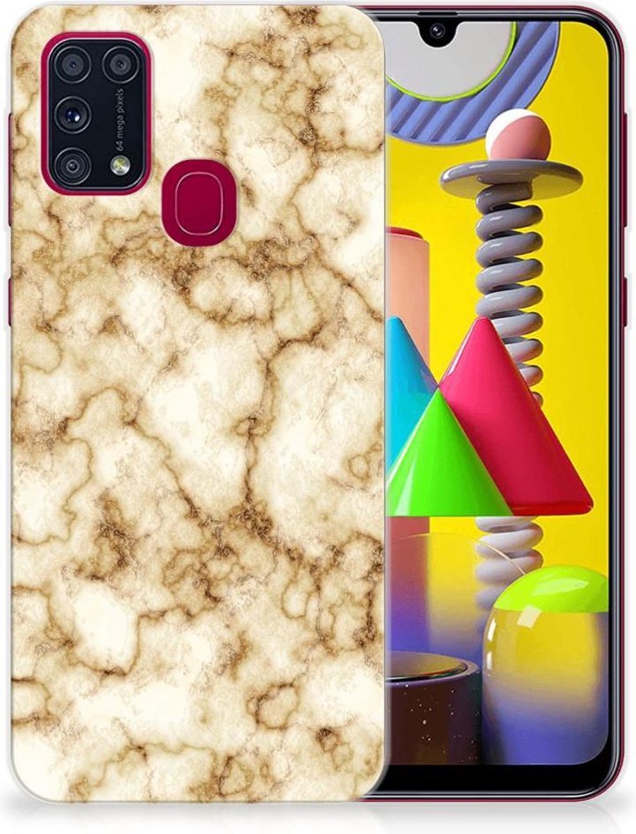 Samsung Galaxy M31 TPU Siliconen Hoesje Marmer Goud