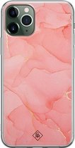 iPhone 11 Pro Max hoesje siliconen - Marmer roze | Apple iPhone 11 Pro Max case | TPU backcover transparant