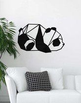 Panda Geometrisch Hout 60 x 37 cm - Zwart - Wanddecoratie