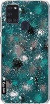 Casetastic Samsung Galaxy A21s (2020) Hoesje - Softcover Hoesje met Design - Paint Splatter Dark Green Print