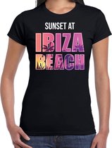 Sunset at Ibiza Beach t-shirt / shirt voor dames - zwart - Beach party outfit / kleding/ verkleedkleding/ carnaval shirt M