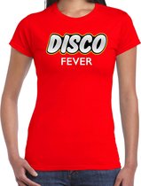 Disco party t-shirt / shirt disco fever - rood - voor dames - dance / party shirt / feest shirts / disco seventies feest shirts S