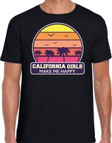 California girls zomer t-shirt / shirt California girls make me happy voor heren - zwart - California party / vakantie outfit / kleding/ feest shirt S