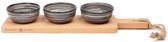 Skyline 3-Schaaltjes set 11cm op plank 2cm lines zwart - Borrel tip!