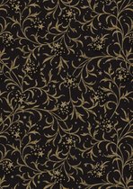 Zwart  met Goud Kerstpapier Ornament- Breedte 60 cm - m lang - Breedte 60  cm - K892003-1-60cm